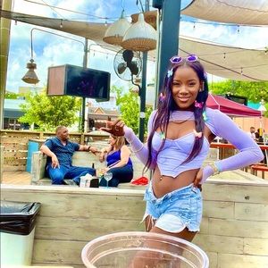 Cute Artistic Lavender top great for Coachella a raves or just to be cute.